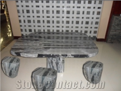 Black and White Natural Stone Table HFZZ004J3