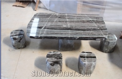 Black and White Stone Top Dining Table HFZZ001J3