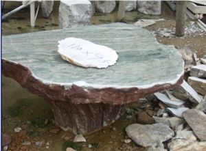 Green and Pink Stone Outdoor Table HFZZ002J4, Hua an Jade Green Marble Table