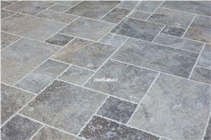 Silver Travertine Pattern Set, Grey Tiles&Slabs from Turkey, Stocked in Usa