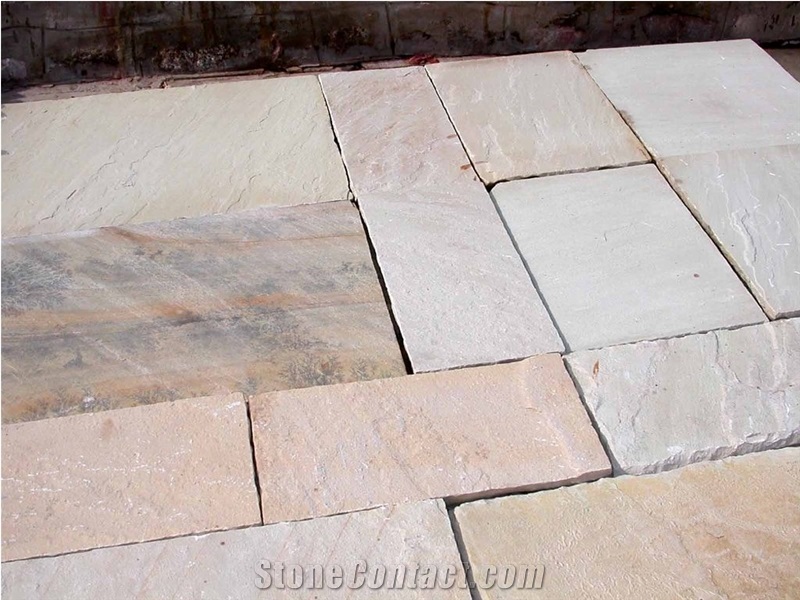 Mint Fossil Sandstone, Beige Sandstone Cobble, Pavers