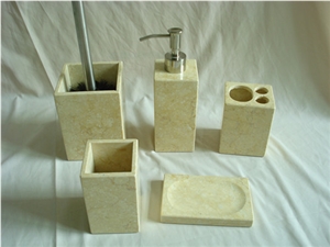 DL Stone Bathroom Accessories, Natural Stone Soap, Sunny Yellow Beige Marble Bath Accessories