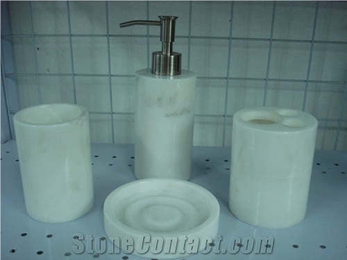 DL Stone Bathroom Accessories, Guangxi White Marble Bath Accessories