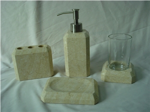 DL Stone Bathroom Accessories, Sunny Beige Marble Bath Accessories