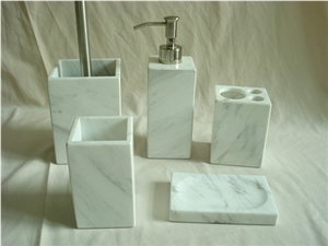 DL Stone Bathroom Accessories, Volakas White Marble Bath Accessories