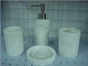 DL Stone Bathroom Accessories, Guangxi White Marble Bath Accessories