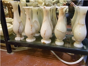 DL Stone Onyx Vase, White Onyx Home Decor