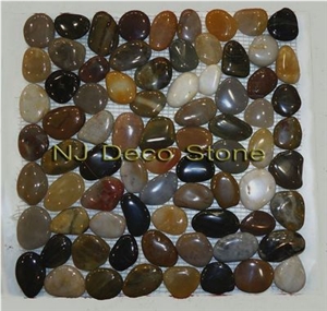 Mixed Pebble Mosaic High Polished, Pebble Marble Pebble Mosaic