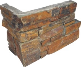 Cement Based Ledge Stone Corner, Yellow Slate Ledge Stone