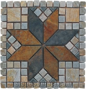 Quartzite Slate Mixed Mosaic,Slate Quartzite Medallion