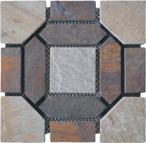 Quartzite Slate Mosaic, Quartzite/ Slate Medallion