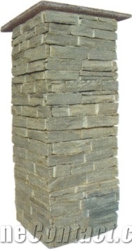 Slate Cultured Stone Column, Grey Slate Cultured Stone