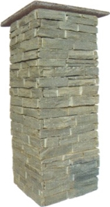 Slate Cultured Stone Column, Grey Slate Cultured Stone