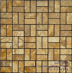 Antique Yellow Light Travertine Mosaic, Soraya Yellow Travertine