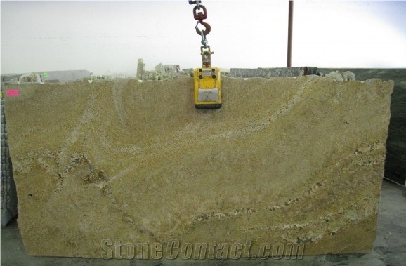 Juparana Coral Reef, Brazil Yellow Granite Slabs & Tiles