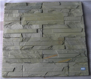 Home Wall Buiding Silver Quartz Culture Stone, Green Slate Cultured Stone