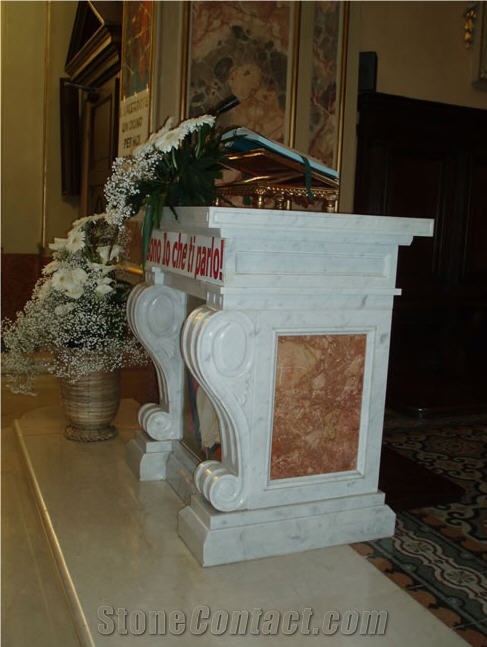 Funeral Chapels, Carrara White Marble Urn, Vase, Bench