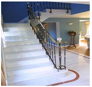 Stairs with Bianco Carrara, White Marble Stairs