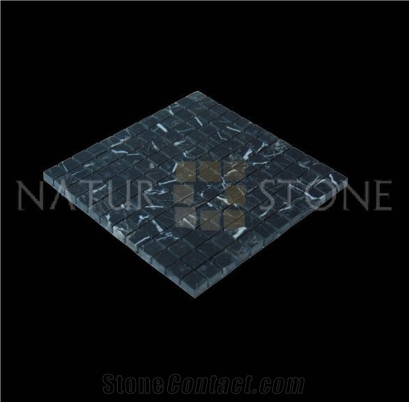 Toros Black Pattern Mosaics Classic, Black Marble Mosaics