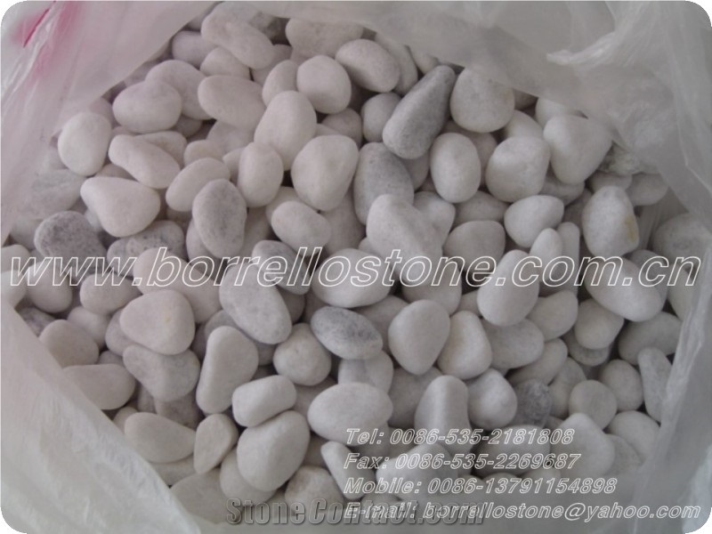 Laizhou Snow White Marble Pebble Stone