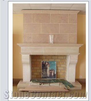 Hauteville Limestone Fireplace Mantel, Beige Limestone