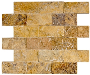 Yellow Travertine Split Face Mosaic