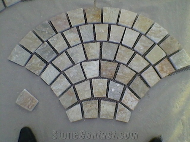 Meshed Paving Stone, Meshed Flagstone,Beige Slate Paving Stone