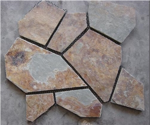 Meshed Paving Stone, Meshed Flagstone,Brown Slate Paving Stone