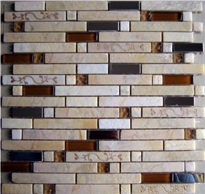 Beige Marble Mosaic with Glass