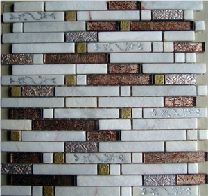 Beige Marble Mosaic with Glass