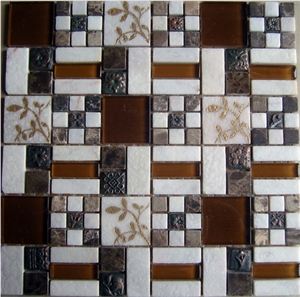 Marble Mosaic with Glass Mosaic