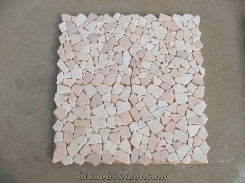Crushed Stone Mesh, Pink Marble Mosaic