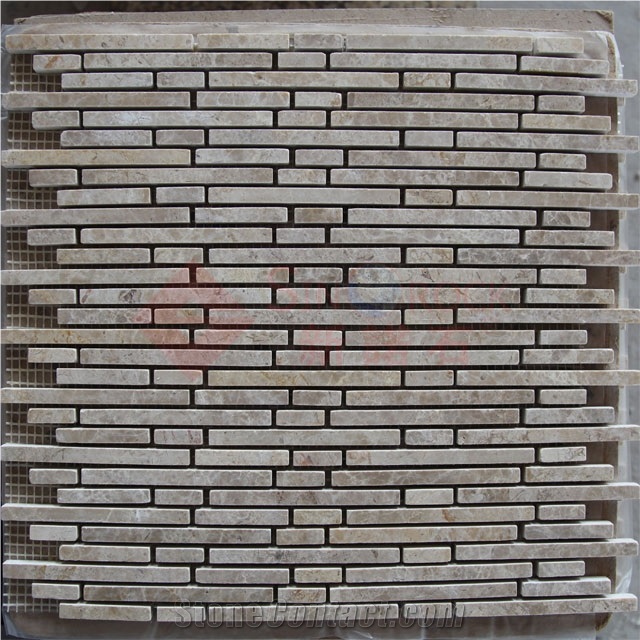 Crema Ivy Bamboo Marble Mosaic, Beige Marble Mosaic