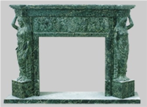Hand Carved Fireplace, Green Marble Fireplace