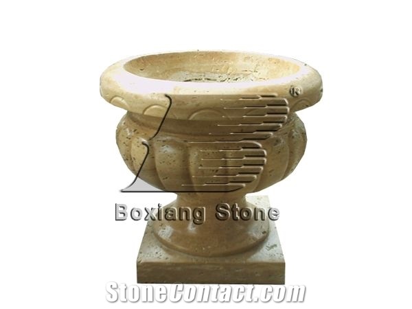 Beige Limestone Flower Pot