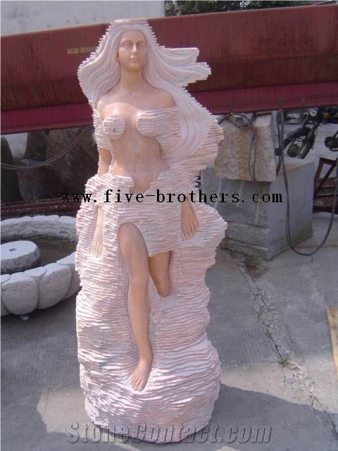 Beige Marble Person Sculpture