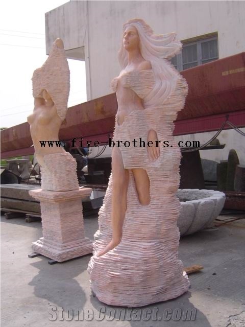 Beige Marble Person Sculpture