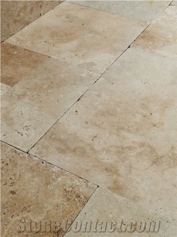 Tumbled Denizli Travertine Floor Tiles, Turkey Beige Travertine