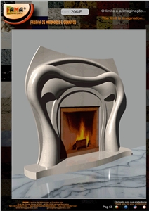 Beige Limestone Fireplace