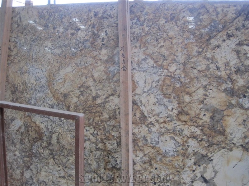 Giallo Crystal Granite Slab, Brazil Yellow Granite