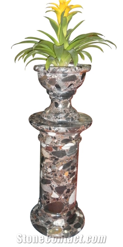 Brown Marble Flower Pot