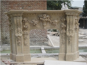 Beige Marble Fireplace