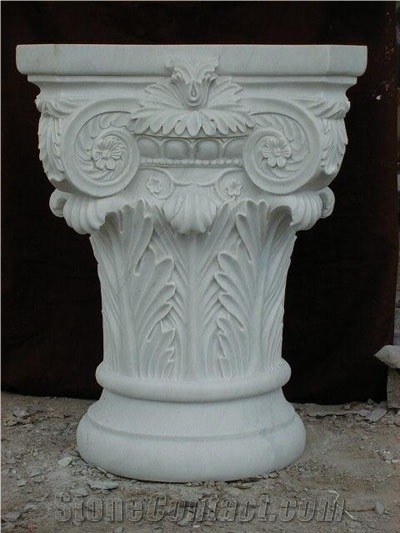 White Marble Column Caps