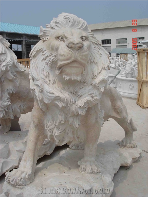 White Marble Stone Lion Sculpture