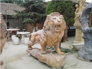 Yellow Marble Stone Lion Sculpture