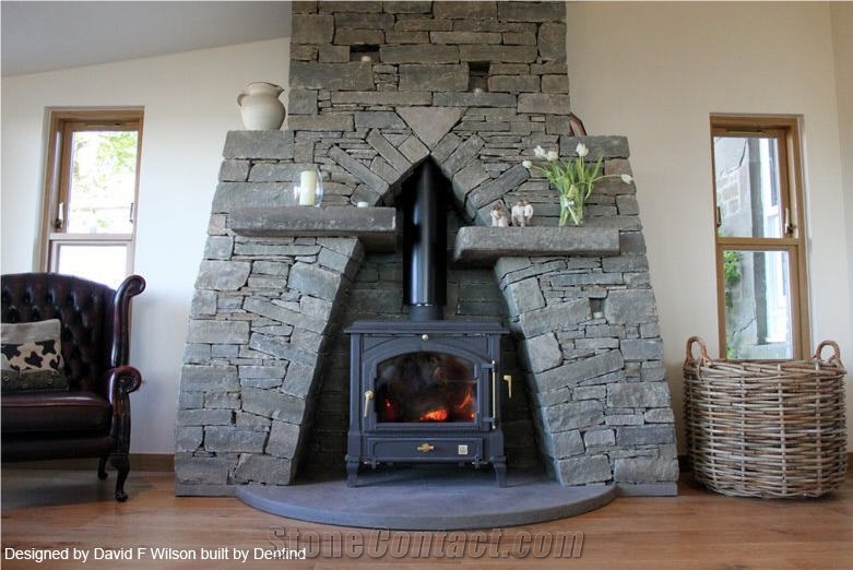 Grey Sandstone Fireplace