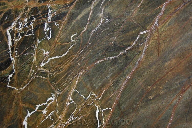 Rain Forest Brown Marble Tile, India Brown Marble