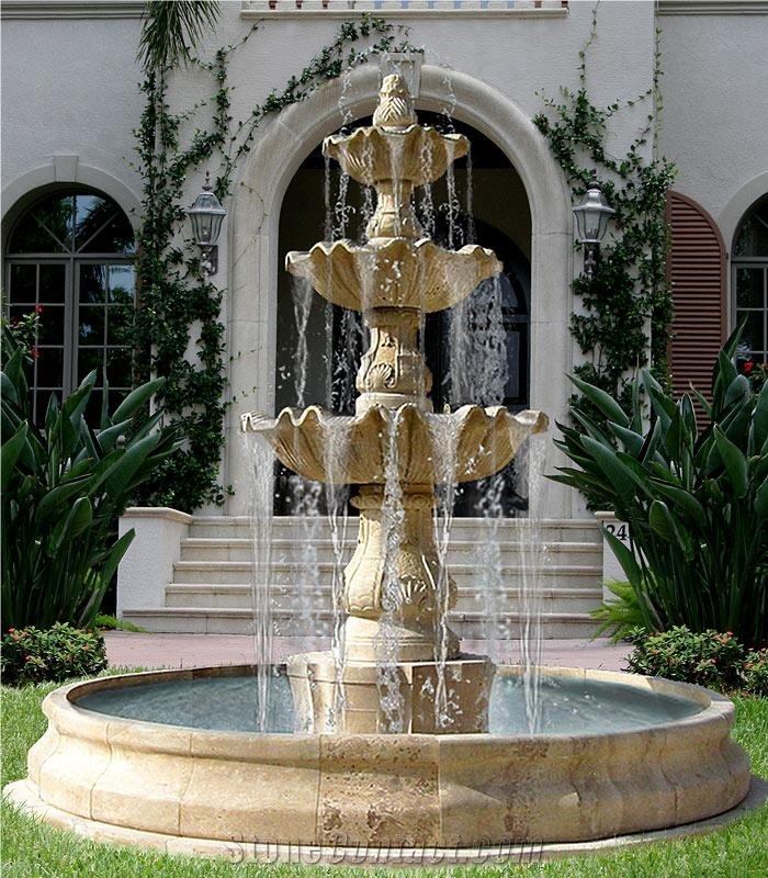 Beige Marble Garden Home Fountain