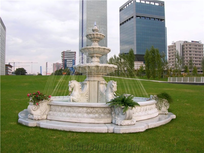 Stone Garden Water Fountain, White Marble Fountain