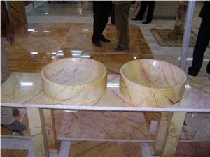 Chemtou Marble Pedestal Basins, Yellow Marble